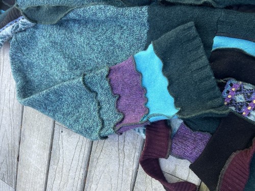 Vntg Handmade Wool Fairy/Pixie Long Coat-Blues/purples L/XL Whimsical Fairy Core - Picture 5 of 9