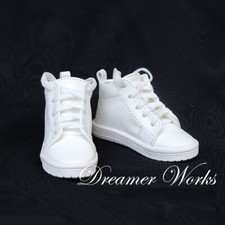 1/6 1/4 1/3 Uncle BJD PU Leather Board Shoes Casual Doll Sneakers Lace-up White