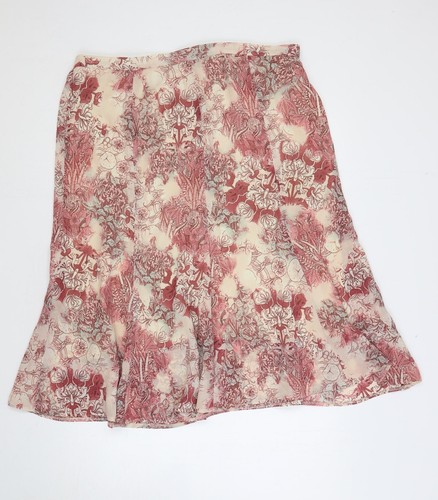 Autonomy Damenrock mehrfarbig Blumenmuster Polyester A-Linie Größe 18 Knopf-Leinen