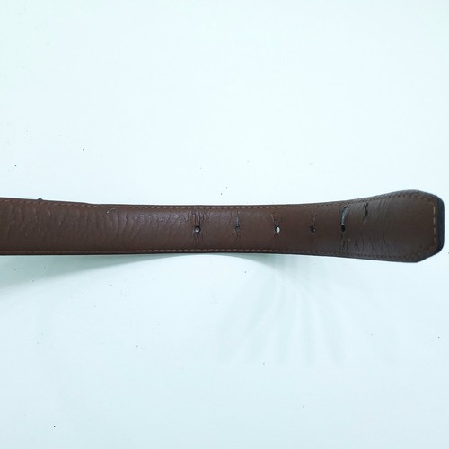 DRY CRACKED DEFECTS - Pierre Cardin Brown Leather Size 36 Belt 1" Wide NWOT - Picture 4 of 5