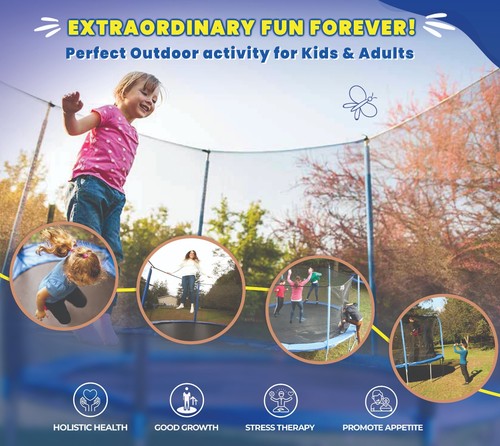 Large Trampoline Set & Enclosure Net, Backyard Outdoor 7.5 9 10 12 14 15 16 FT - Picture 5 of 26