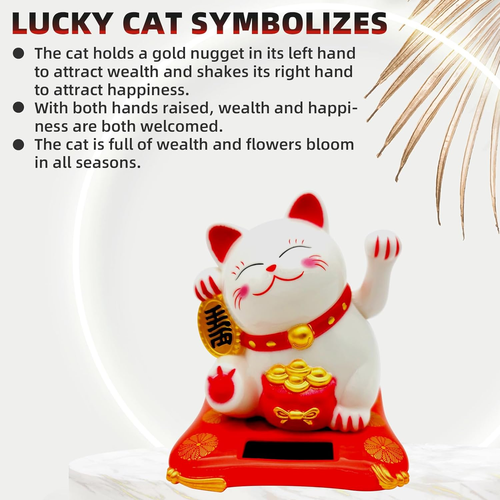 Lucky Cat Waving Arm Set, Vivid and Lovely Chinese Cat, Solar Fortune Cat - Picture 2 of 7