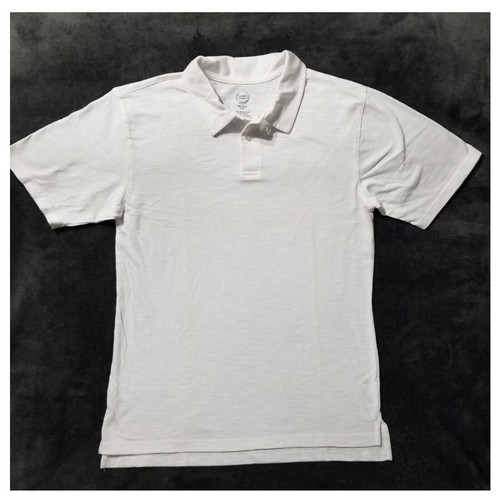 School Uniform Shirt - White Short Sleeve 2 Button Jersey Polo Boys Sizes S-XXL - Picture 1 of 22