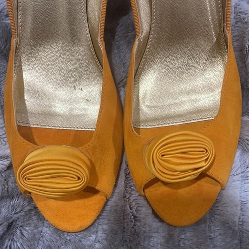 J. Crew rosette orange suede heels size 9.5 Italy - Picture 8 of 9