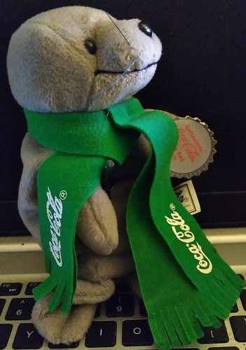 VTG Plush 1998 COCA-COLA Bean Bag SEAL With Green Scarf & Coke Bottle NOS - Picture 4 of 7