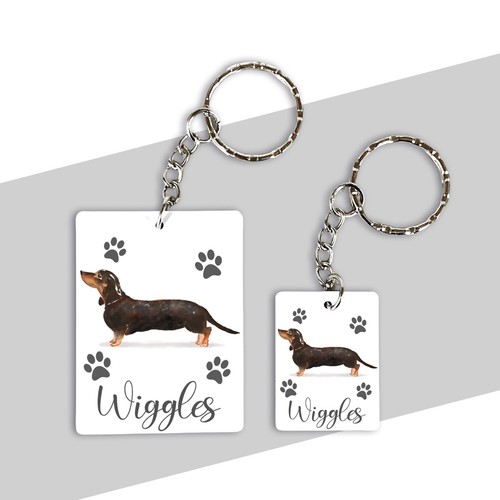 Dackel Hund personalisierter Name Schlüsselring/Schlüsselanhänger Geschenkidee - Bild 3 von 5