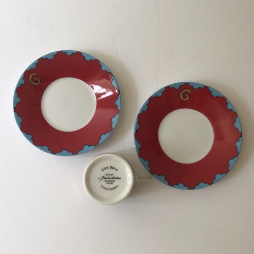 Limited Edition Berendsohn Art Deco Inka-Serie Espresso Cup 2 Saucers Italy EUC - Picture 8 of 10