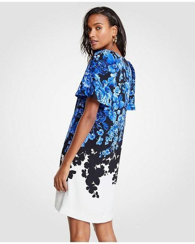 Ann Taylor Damen blau Blumenmuster WC Flare Ärmel Wechselkleid $ 129 (U200-202) - Bild 4 von 10