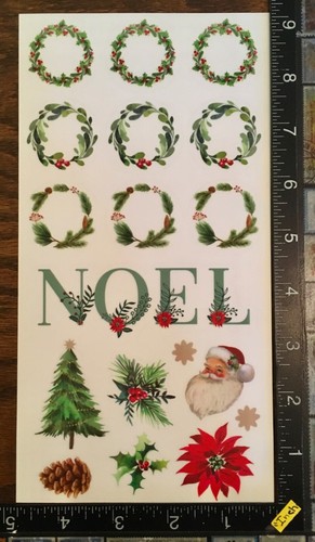 CHRISTMAS,WINTER, NOEL AND CROWNS, 1 SHEET BEAUTIFUL VINYL STICKERS #CLASSIC26 - Picture 2 of 2