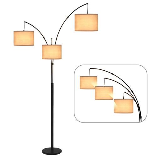 Floor Lamp Free Standing Light Tall Lamp Beige Linen Shade Bedroom Living Room - Picture 8 of 8
