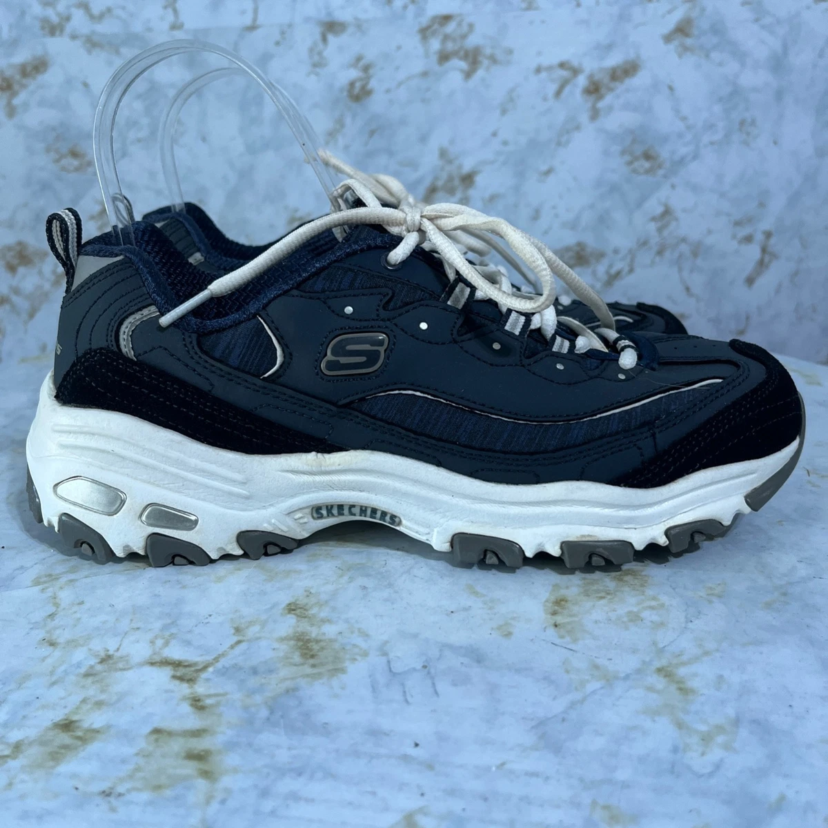 SKECHERS Air-Cooled Memory Foam Low Top Lace-Up Sneakers Blue/White Size 9 Skechers D main image 2