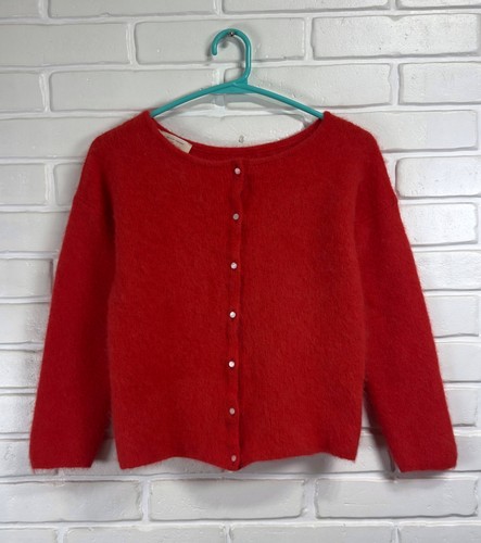 SEZANE GASPARD CARDIGAN Women's SZ S Sweater RED Super Kid Mohair - Picture 2 of 6