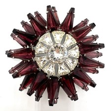 Vintage Layered Starburst Brooch   Purple  Clear Rhinestone Ruffle Brooch