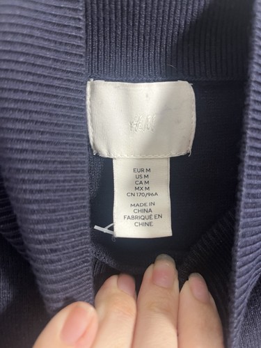 H&M Divided Mock Turtleneck Sweater Navy/cream Stripes - M slit - Picture 7 of 8