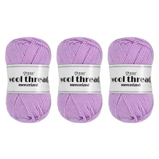 100% Wool Yarn,3 Skeins of 150g/5.29oz(Per Skein 50g/109yards)/Light Purple