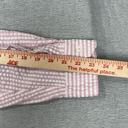 J. Peterman Let It Breathe Seersucker Shirt 100% Cotton Pink Striped Size XL - Picture 8 of 8