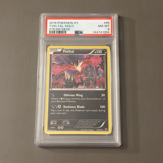 Pokemon TCG: 2016 XY STEAM SIEGE #65 YVELTAL-HOLO PSA 8 *RARE*