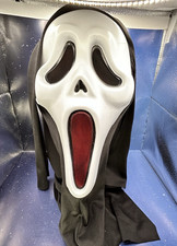 Spirit Halloween Scream Ghost Face Hooded Mask w Red Mouth Black Shroud