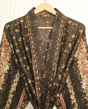 Pure Silk Brown  Red kimono Long Robe Gown Girl's Woman Silk Kimono KMO5397