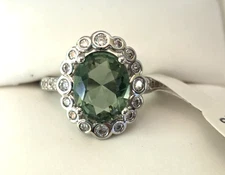 Bomb Party Ring Sz 5 ‘Self Made’ RBP3374 LC Light Green Topaz/Rhodium NEW
