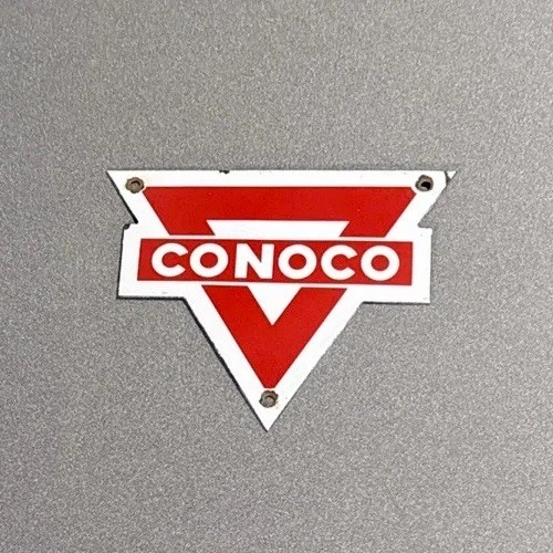 VINTAGE CONOCO GASOLINE PORCELAIN SIGN CAR GAS TRUCK OIL MOTORCYCLE