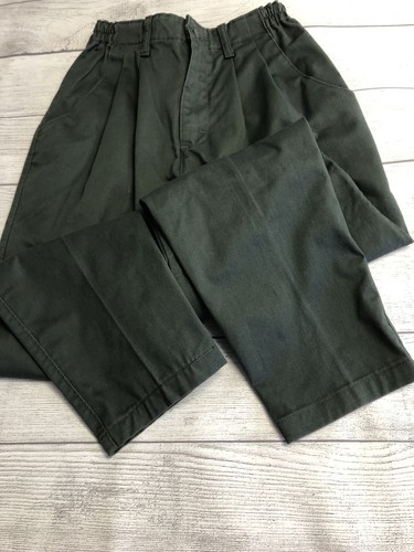VTG Lee Pants Womens 6 Petite Green Pleated Trousers Elastic Waist Cotton - Picture 3 of 12