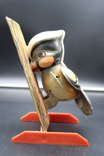 Vtg Tin Litho Toy Bird Woodpecker Pecking for a Worm Works No Key - Picture 2 of 18