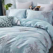 Tropical Coral Seashells Queen Duvet Cover Set - 3 Pieces