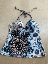 Kenneth Cole Lightly Padded Halter Tankini Swim Top Women's Sz Small Multicolor