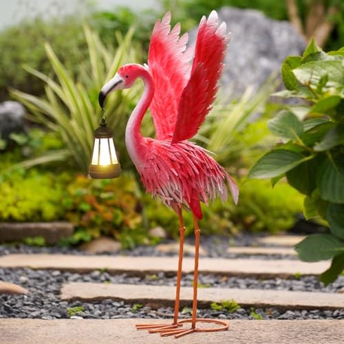 Metal Flamingo Decor for Yard Art: Solar Sculptures & Statues Clearance Lawn - Picture 2 of 7