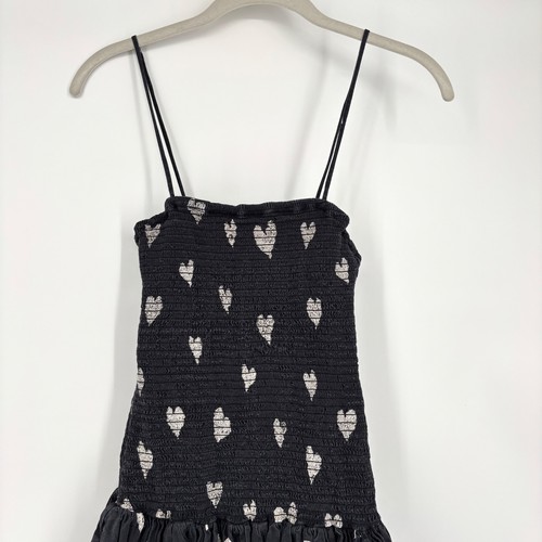 Vestido Otoño Adeigbo Winnie Talla 0 Negro Blanco Estampado Corazón Calado Midi Femenino - Imagen 6 de 15