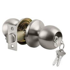Keyed Entry Door Knob Lock Satin Nickel Interior Exterior