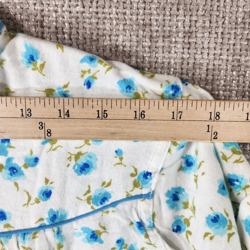 Vintage 20th Century All Cotton Flanell Walzer Nachthemd Damen M blau geblümt NEU - Bild 5 von 13