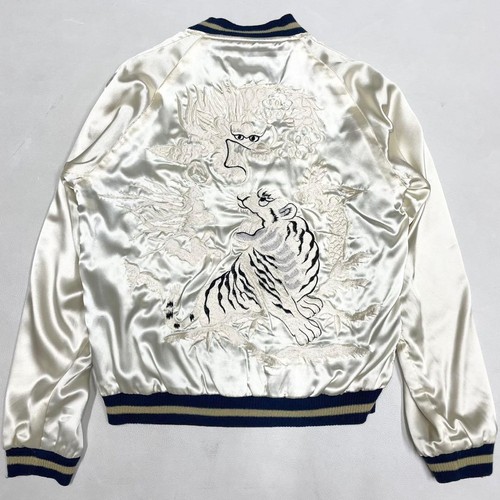 TOYO Reversible Sukajan Blue Silver Dragon Tiger Polyester Jacket Size S Vintage - Picture 23 of 24
