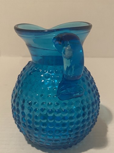Brocca in vetro blu vintage piano cottura blu colore acqua 5" Clevenger Brothers CB - Foto 6 di 17