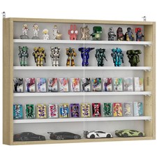 HOMCOM 5-Tier Display Cabinet, Glass Door Cabinet with Adjustable Shelves, Wa...