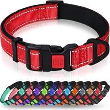 Taglory Reflective Dog Collar with Safety Locking Large (Pack of 1), Red 