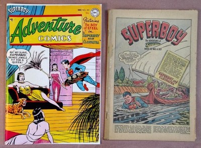 1952 ADVENTURE COMIC BOOK #183 Coverless Complete Superboy W/ Repro Front Cover!