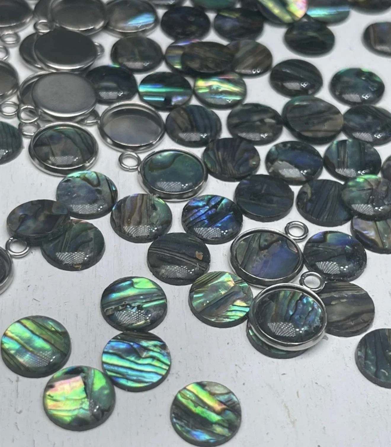 Real Paua Abalone Shell Cabochons, Bezels Earrings & more DIY JEWELRY MAKING Kit - product detail image 7
