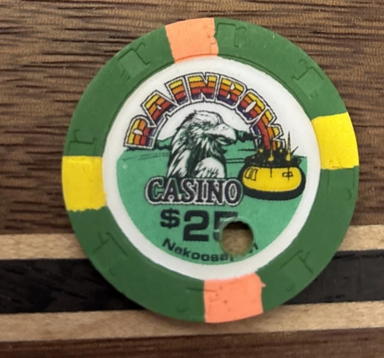 Rainbow Casino Nekoosa, Wisconsin $25 Gaming Poker Casino Chip Drilled - Image 2 of 2