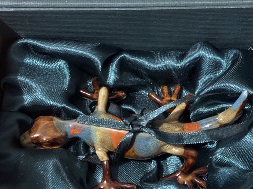 Golden Pond Collection Green Orange Tree Ceramic Lizard Gecko W/ Box
