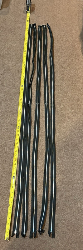 Lot Of 5 Vintage Black And Silver 58” Zippers