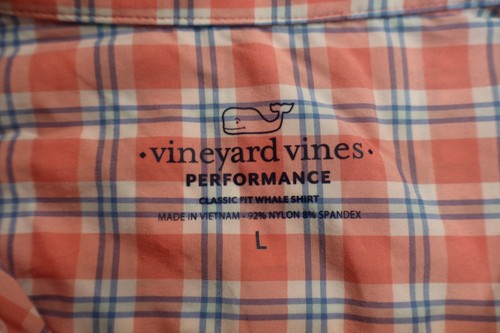 Camicia Uomo Vineyard Vines Performance Bottoni Frontali Taglia L Classica Rosa Balena - Foto 7 di 7