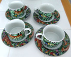 1996 Ultra PORCELAIN by Sakura Magic Jungle 4 Cups and 4 Saucers