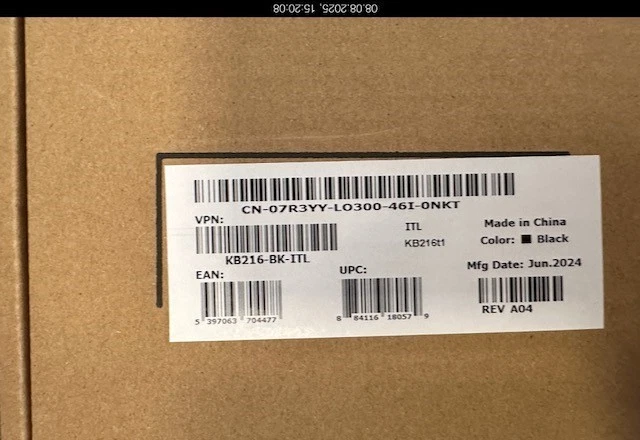 TASTIERA ORIGINALE DELL KB216-BK-ITL NERA/USB/ITALIANA - Immagine 3 di 3