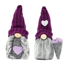 Holiday Decor Purple Plush Gnome Ornaments Set of 2 Christmas Figurines