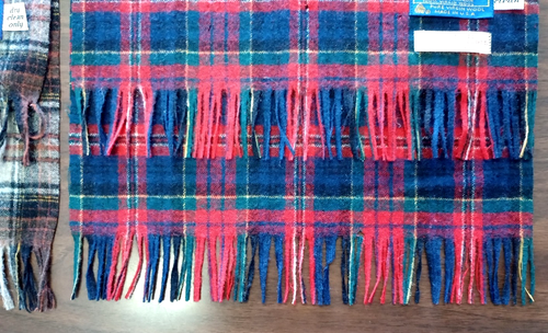 Pendleton Virgin Wool Scarf Adult Red Blue Brown Plaid Fringe Lot of two scarfs - Picture 9 of 11