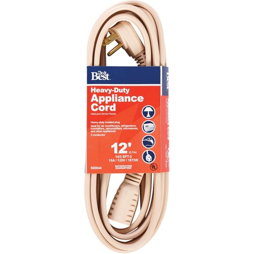 Do it Best 12 Ft. 14/3 15A Heavy-Duty Appliance Cord AC-PT3143-12-BG SIM Supply,