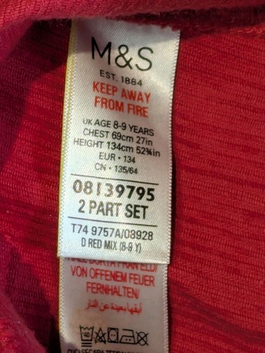 M&S Coudoury Overall Dress Girl 8-9Red Pocket Button Straps Chest 27" High 52" - Picture 4 of 14