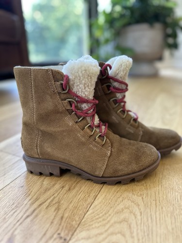 Sorel Phoenix Suede Waterproof Lace-up Boots With Shearling Lining Women’s 8.5 - Picture 4 of 9